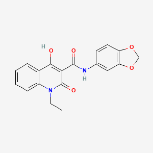 molecular formula C19H16N2O5 B3009262 N-(2H-1,3-benzodioxol-5-yl)-1-ethyl-4-hydroxy-2-oxo-1,2-dihydroquinoline-3-carboxamide CAS No. 941898-52-8