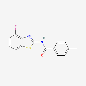 molecular formula C15H11FN2OS B3009265 N-(4-fluoro-1,3-benzothiazol-2-yl)-4-methylbenzamide CAS No. 906785-24-8
