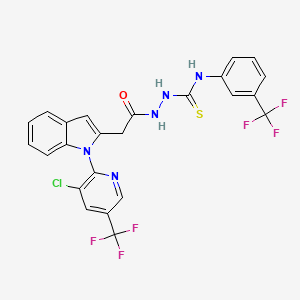 molecular formula C24H16ClF6N5OS B3009266 2-{1-[3-chloro-5-(trifluoromethyl)pyridin-2-yl]-1H-indol-2-yl}-N-({[3-(trifluoromethyl)phenyl]carbamothioyl}amino)acetamide CAS No. 337920-23-7