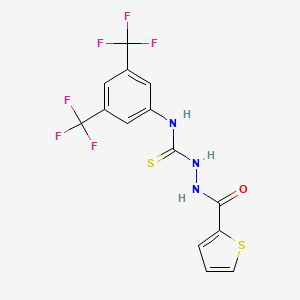 molecular formula C14H9F6N3OS2 B3009276 4-(3,5-Bis(trifluoromethyl)phenyl)-1-(2-thienylcarbonyl)thiosemicarbazide CAS No. 217816-18-7