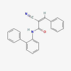 molecular formula C22H16N2O B3009281 (Z)-2-Cyano-3-phenyl-N-(2-phenylphenyl)prop-2-enamide CAS No. 721894-21-9
