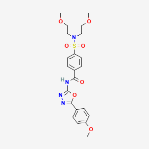 molecular formula C22H26N4O7S B3009285 4-[bis(2-methoxyethyl)sulfamoyl]-N-[5-(4-methoxyphenyl)-1,3,4-oxadiazol-2-yl]benzamide CAS No. 442881-29-0