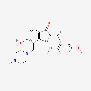 molecular formula C23H26N2O5 B3009291 (Z)-2-(2,5-dimethoxybenzylidene)-6-hydroxy-7-((4-methylpiperazin-1-yl)methyl)benzofuran-3(2H)-one CAS No. 887214-72-4