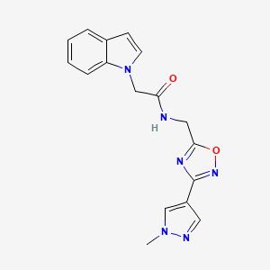 2-(1H-indol-1-yl)-N-((3-(1-methyl-1H-pyrazol-4-yl)-1,2,4-oxadiazol-5-yl)methyl)acetamide