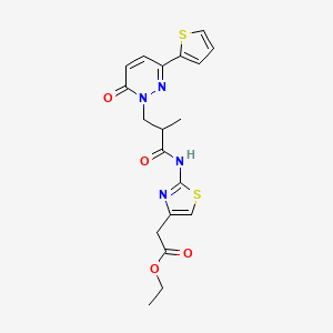ethyl 2-(2-(2-methyl-3-(6-oxo-3-(thiophen-2-yl)pyridazin-1(6H)-yl)propanamido)thiazol-4-yl)acetate