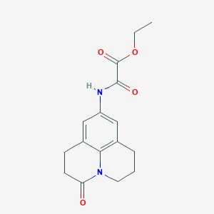 molecular formula C16H18N2O4 B3009311 Ethyl 2-oxo-2-((3-oxo-1,2,3,5,6,7-hexahydropyrido[3,2,1-ij]quinolin-9-yl)amino)acetate CAS No. 1207048-58-5