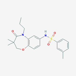 molecular formula C21H26N2O4S B3009313 N-(3,3-dimethyl-4-oxo-5-propyl-2,3,4,5-tetrahydrobenzo[b][1,4]oxazepin-7-yl)-3-methylbenzenesulfonamide CAS No. 921914-67-2