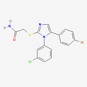 B3009335 2-((5-(4-bromophenyl)-1-(3-chlorophenyl)-1H-imidazol-2-yl)thio)acetamide CAS No. 1226439-14-0