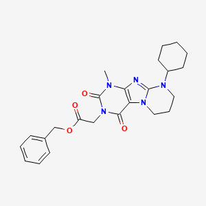 molecular formula C24H29N5O4 B3009341 benzyl 2-{9-cyclohexyl-1-methyl-2,4-dioxo-1H,2H,3H,4H,6H,7H,8H,9H-pyrimido[1,2-g]purin-3-yl}acetate CAS No. 850826-01-6