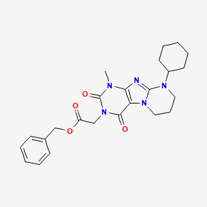 molecular formula C24H29N5O4 B3009341 benzyl 2-(9-cyclohexyl-1-methyl-2,4-dioxo-7,8-dihydro-6H-purino[7,8-a]pyrimidin-3-yl)acetate CAS No. 850826-01-6