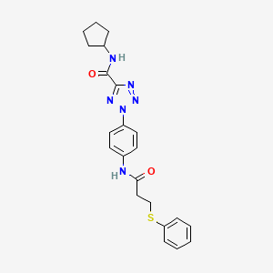 molecular formula C22H24N6O2S B3009345 N-cyclopentyl-2-(4-(3-(phenylthio)propanamido)phenyl)-2H-tetrazole-5-carboxamide CAS No. 1396749-28-2