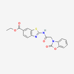 molecular formula C19H15N3O5S B3009350 2-(2-(2-氧代苯并[d]恶唑-3(2H)-基)乙酰氨基)苯并[d]噻唑-6-羧酸乙酯 CAS No. 1207044-39-0