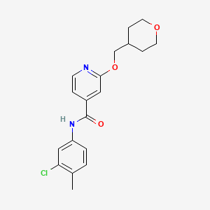 molecular formula C19H21ClN2O3 B3009369 N-(3-chloro-4-methylphenyl)-2-((tetrahydro-2H-pyran-4-yl)methoxy)isonicotinamide CAS No. 2034243-02-0