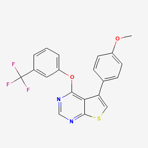 molecular formula C20H13F3N2O2S B3009376 5-(4-Methoxyphenyl)-4-(3-(trifluoromethyl)phenoxy)thieno[2,3-d]pyrimidine CAS No. 315683-75-1