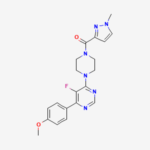 [4-[5-Fluoro-6-(4-methoxyphenyl)pyrimidin-4-yl]piperazin-1-yl]-(1-methylpyrazol-3-yl)methanone