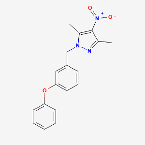 molecular formula C18H17N3O3 B3009439 3,5-dimethyl-4-nitro-1-(3-phenoxybenzyl)-1H-pyrazole CAS No. 1006958-93-5