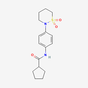 molecular formula C16H22N2O3S B3009498 N-(4-(1,1-dioxido-1,2-thiazinan-2-yl)phenyl)cyclopentanecarboxamide CAS No. 899979-58-9