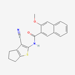 molecular formula C20H16N2O2S B3009522 N-(3-cyano-5,6-dihydro-4H-cyclopenta[b]thiophen-2-yl)-3-methoxynaphthalene-2-carboxamide CAS No. 308294-57-7
