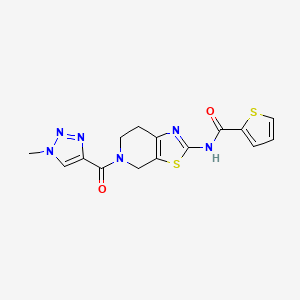 molecular formula C15H14N6O2S2 B3009527 N-(5-(1-methyl-1H-1,2,3-triazole-4-carbonyl)-4,5,6,7-tetrahydrothiazolo[5,4-c]pyridin-2-yl)thiophene-2-carboxamide CAS No. 1351645-03-8