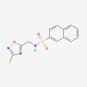 molecular formula C14H13N3O3S B3009532 N-((3-methyl-1,2,4-oxadiazol-5-yl)methyl)naphthalene-2-sulfonamide CAS No. 1235645-21-2