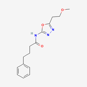 molecular formula C15H19N3O3 B3009554 N-[5-(2-methoxyethyl)-1,3,4-oxadiazol-2-yl]-4-phenylbutanamide CAS No. 1396871-86-5
