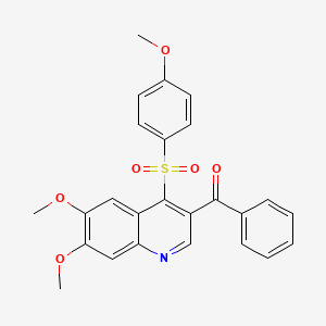 molecular formula C25H21NO6S B3009573 3-benzoyl-6,7-dimethoxy-4-(4-methoxybenzenesulfonyl)quinoline CAS No. 866895-69-4
