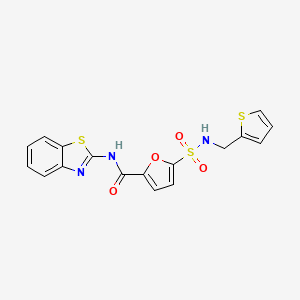 molecular formula C17H13N3O4S3 B3009585 N-(benzo[d]thiazol-2-yl)-5-(N-(thiophen-2-ylmethyl)sulfamoyl)furan-2-carboxamide CAS No. 1171809-87-2