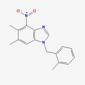 molecular formula C17H17N3O2 B3009637 5,6-dimethyl-1-(2-methylbenzyl)-4-nitro-1H-1,3-benzimidazole CAS No. 338423-69-1