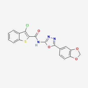 molecular formula C18H10ClN3O4S B3009667 N-(5-(benzo[d][1,3]dioxol-5-yl)-1,3,4-oxadiazol-2-yl)-3-chlorobenzo[b]thiophene-2-carboxamide CAS No. 922090-05-9