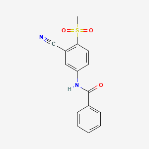 molecular formula C15H12N2O3S B3009676 N-(3-Cyano-4-(methylsulfonyl)phenyl)benzenecarboxamide CAS No. 477866-70-9