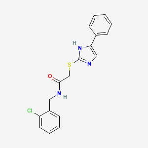 molecular formula C18H16ClN3OS B3009709 N-[(2-chlorophenyl)methyl]-2-[(5-phenyl-1H-imidazol-2-yl)sulfanyl]acetamide CAS No. 942009-34-9