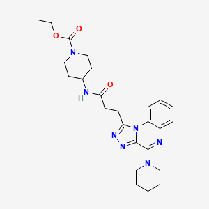 molecular formula C25H33N7O3 B3009776 Ethyl 4-{3-[4-(piperidin-1-yl)-[1,2,4]triazolo[4,3-a]quinoxalin-1-yl]propanamido}piperidine-1-carboxylate CAS No. 1189425-36-2