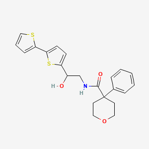 molecular formula C22H23NO3S2 B3009810 N-(2-{[2,2'-bithiophene]-5-yl}-2-hydroxyethyl)-4-phenyloxane-4-carboxamide CAS No. 2310145-17-4