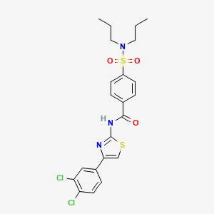 molecular formula C22H23Cl2N3O3S2 B3009876 N-[4-(3,4-dichlorophenyl)-1,3-thiazol-2-yl]-4-(dipropylsulfamoyl)benzamide CAS No. 313661-88-0