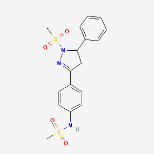 molecular formula C17H19N3O4S2 B3009888 N-[4-(1-methanesulfonyl-5-phenyl-4,5-dihydro-1H-pyrazol-3-yl)phenyl]methanesulfonamide CAS No. 851781-30-1