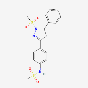 B3009888 N-[4-(2-methylsulfonyl-3-phenyl-3,4-dihydropyrazol-5-yl)phenyl]methanesulfonamide CAS No. 851781-30-1