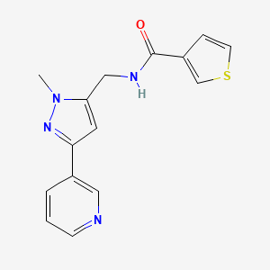 molecular formula C15H14N4OS B3009889 N-((1-methyl-3-(pyridin-3-yl)-1H-pyrazol-5-yl)methyl)thiophene-3-carboxamide CAS No. 2034325-87-4