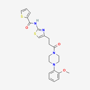 molecular formula C22H24N4O3S2 B3009930 N-(4-(3-(4-(2-methoxyphenyl)piperazin-1-yl)-3-oxopropyl)thiazol-2-yl)thiophene-2-carboxamide CAS No. 1049474-15-8