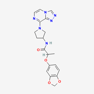 molecular formula C19H20N6O4 B3009951 N-(1-([1,2,4]triazolo[4,3-a]pyrazin-8-yl)pyrrolidin-3-yl)-2-(benzo[d][1,3]dioxol-5-yloxy)propanamide CAS No. 2034532-25-5