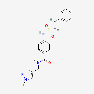 molecular formula C21H22N4O3S B3009957 N-methyl-N-[(1-methylpyrazol-4-yl)methyl]-4-[[(E)-2-phenylethenyl]sulfonylamino]benzamide CAS No. 1181462-06-5