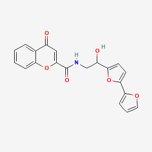 molecular formula C20H15NO6 B3009967 N-(2-{[2,2'-bifuran]-5-yl}-2-hydroxyethyl)-4-oxo-4H-chromene-2-carboxamide CAS No. 2310145-60-7