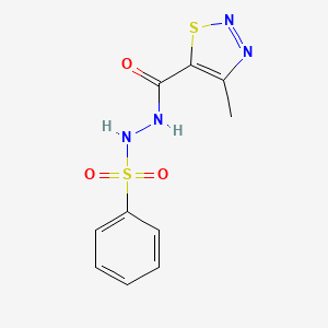 molecular formula C10H10N4O3S2 B3009988 N'-[(4-methyl-1,2,3-thiadiazol-5-yl)carbonyl]benzenesulfonohydrazide CAS No. 477872-16-5
