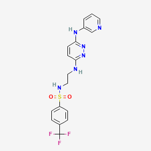 molecular formula C18H17F3N6O2S B3010015 N-(2-((6-(pyridin-3-ylamino)pyridazin-3-yl)amino)ethyl)-4-(trifluoromethyl)benzenesulfonamide CAS No. 1021259-44-8