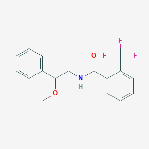 molecular formula C18H18F3NO2 B3010038 N-[2-methoxy-2-(2-methylphenyl)ethyl]-2-(trifluoromethyl)benzamide CAS No. 1705672-27-0