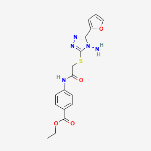 molecular formula C17H17N5O4S B3010045 ethyl 4-[({[4-amino-5-(furan-2-yl)-4H-1,2,4-triazol-3-yl]sulfanyl}acetyl)amino]benzoate CAS No. 905780-68-9