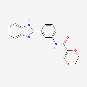 molecular formula C18H15N3O3 B3010052 N-(3-(1H-benzo[d]imidazol-2-yl)phenyl)-5,6-dihydro-1,4-dioxine-2-carboxamide CAS No. 864938-67-0
