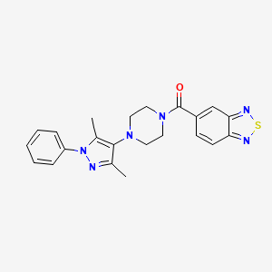 molecular formula C22H22N6OS B3010069 benzo[c][1,2,5]thiadiazol-5-yl(4-(3,5-dimethyl-1-phenyl-1H-pyrazol-4-yl)piperazin-1-yl)methanone CAS No. 1251564-66-5