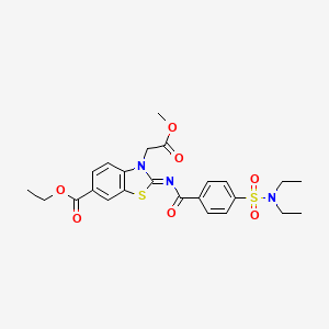 molecular formula C24H27N3O7S2 B3010132 ethyl (2Z)-2-{[4-(diethylsulfamoyl)benzoyl]imino}-3-(2-methoxy-2-oxoethyl)-2,3-dihydro-1,3-benzothiazole-6-carboxylate CAS No. 897617-18-4