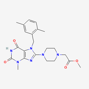 molecular formula C22H28N6O4 B3010160 methyl 2-(4-(7-(2,5-dimethylbenzyl)-3-methyl-2,6-dioxo-2,3,6,7-tetrahydro-1H-purin-8-yl)piperazin-1-yl)acetate CAS No. 922583-16-2