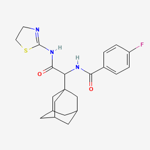 molecular formula C22H26FN3O2S B3010175 N-[1-(1-adamantyl)-2-(4,5-dihydro-1,3-thiazol-2-ylamino)-2-oxoethyl]-4-fluorobenzamide CAS No. 1007913-68-9